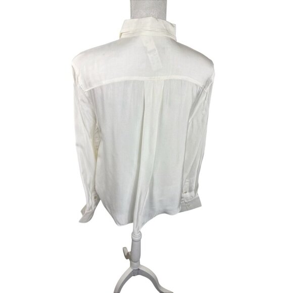 J.Crew women’s 14 Drapey Pleated Button Up Shirt Ivory Satin NWT - Picture 2 of 13